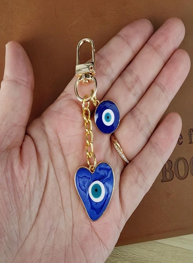 Meimimix Evil Eye Keychains Sweat-heart Protection Charm for Women Men Car Key Ring Bag Purse Accessories Good Luck Amulet Protection (Heart) - Image 4